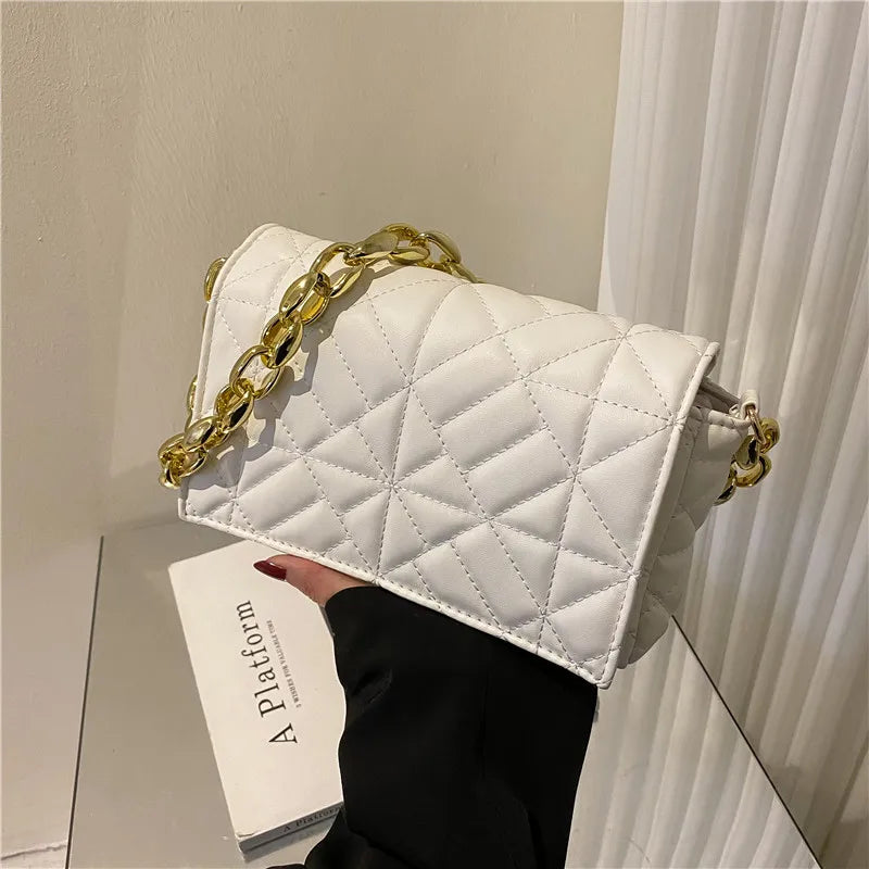 Plaid Armpit Shoulder Bag for Women Chain Underarm Bag Female Leather