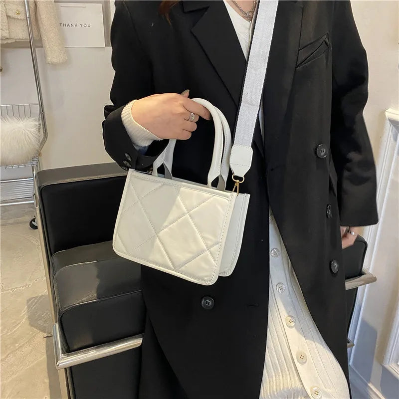 Plaid Women's Shoulder Bags Wide Strap Messenger Bags