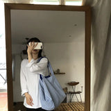 Plaid Canvas Bag Shoulder Bags Reversible Underarm Large Capacity