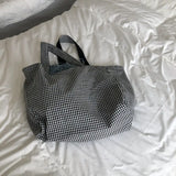 Plaid Canvas Bag Shoulder Bags Reversible Underarm Large Capacity