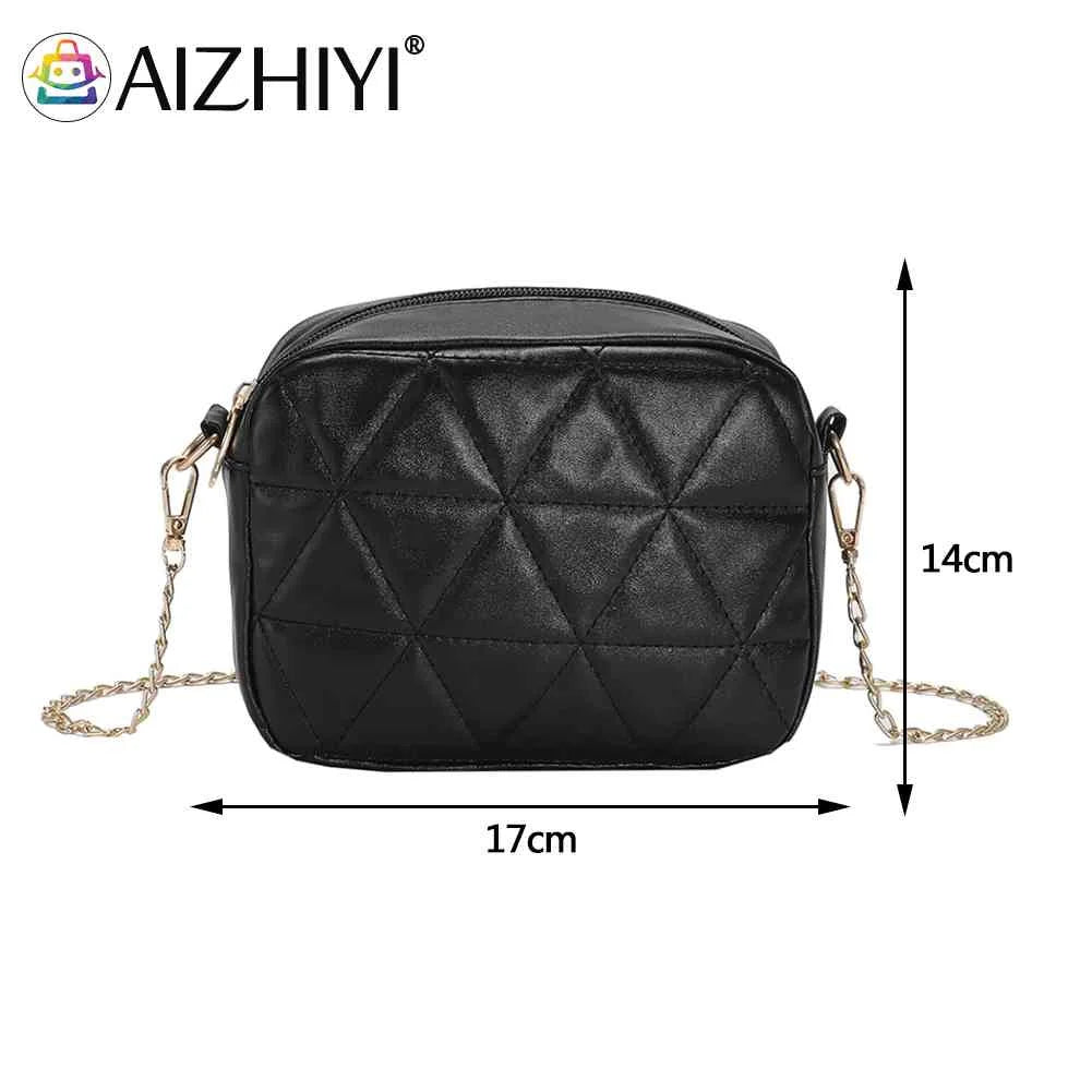 Plaid Underarm Bag Chain Small Square Bag Casual PU Leather