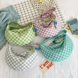 Plaid Shoulder Bag Half Moon Women Messenger Bag