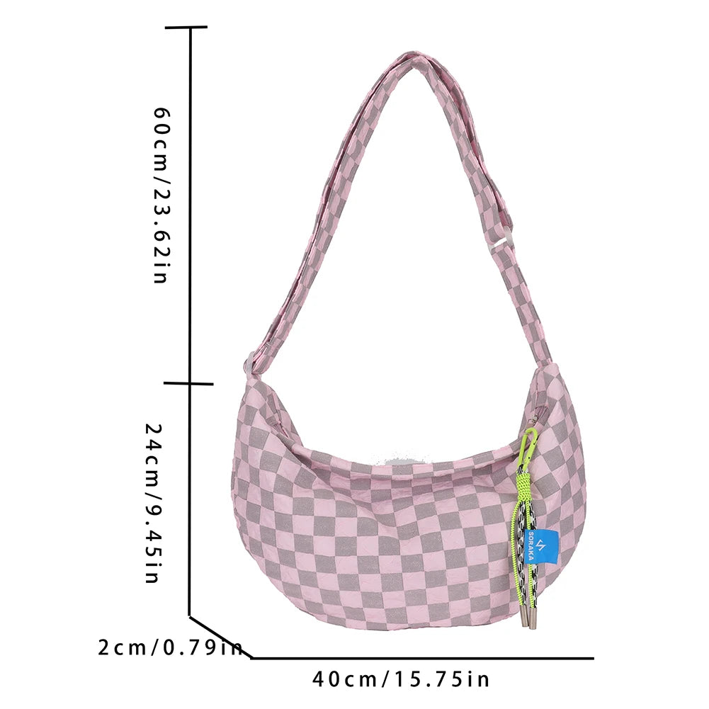 Plaid Shoulder Bag Half Moon Women Messenger Bag