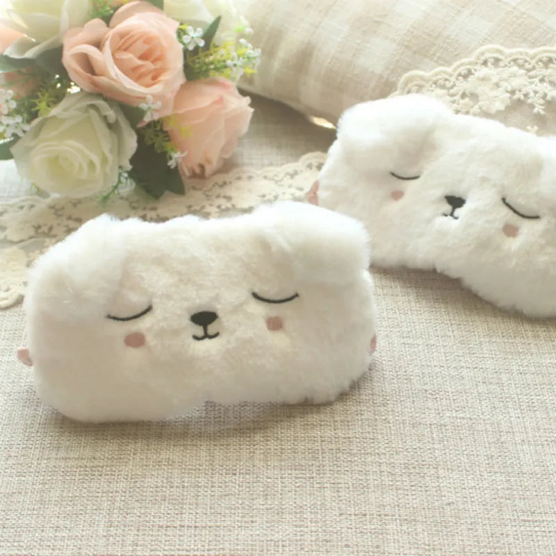 Cartoon Dog Plush Eye Cover Sleeping Mask Travel Blindfold