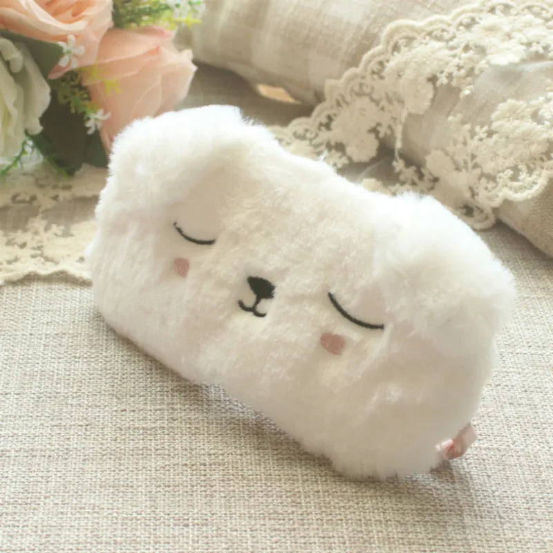 Cartoon Dog Plush Eye Cover Sleeping Mask Travel Blindfold