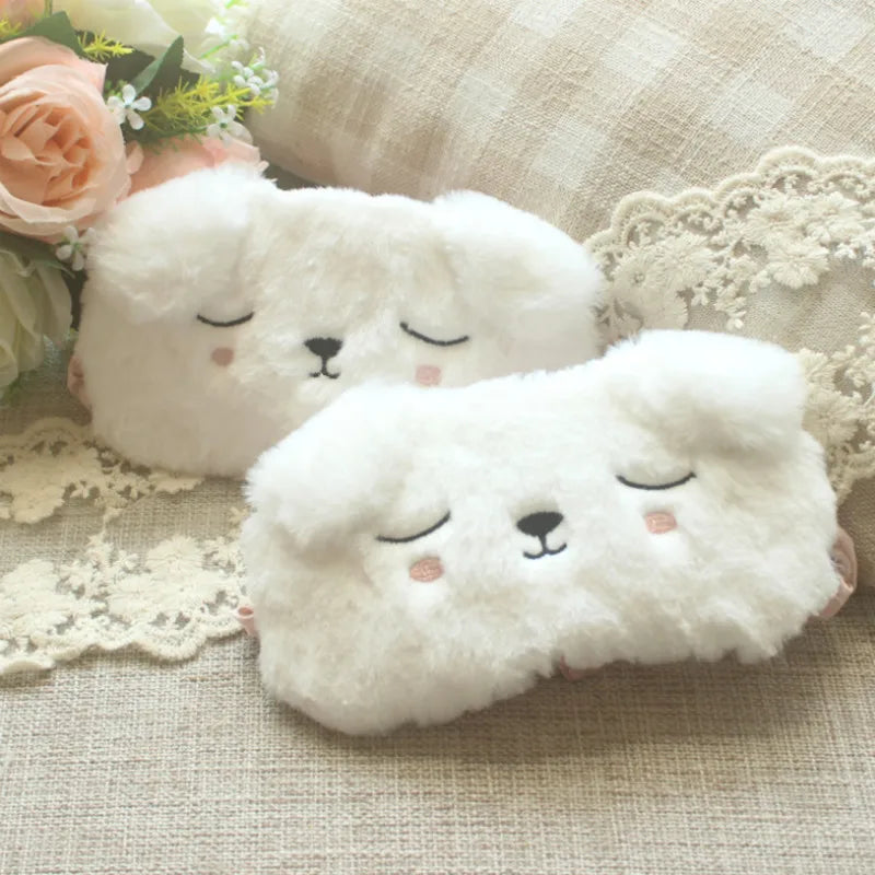 Cartoon Dog Plush Eye Cover Sleeping Mask Travel Blindfold