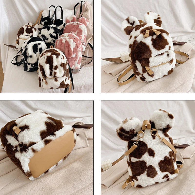 Female Wild Rabbit Ears Mini Backpack Kid's Plush Bag