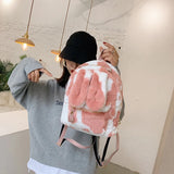 Female Wild Rabbit Ears Mini Backpack Kid's Plush Bag