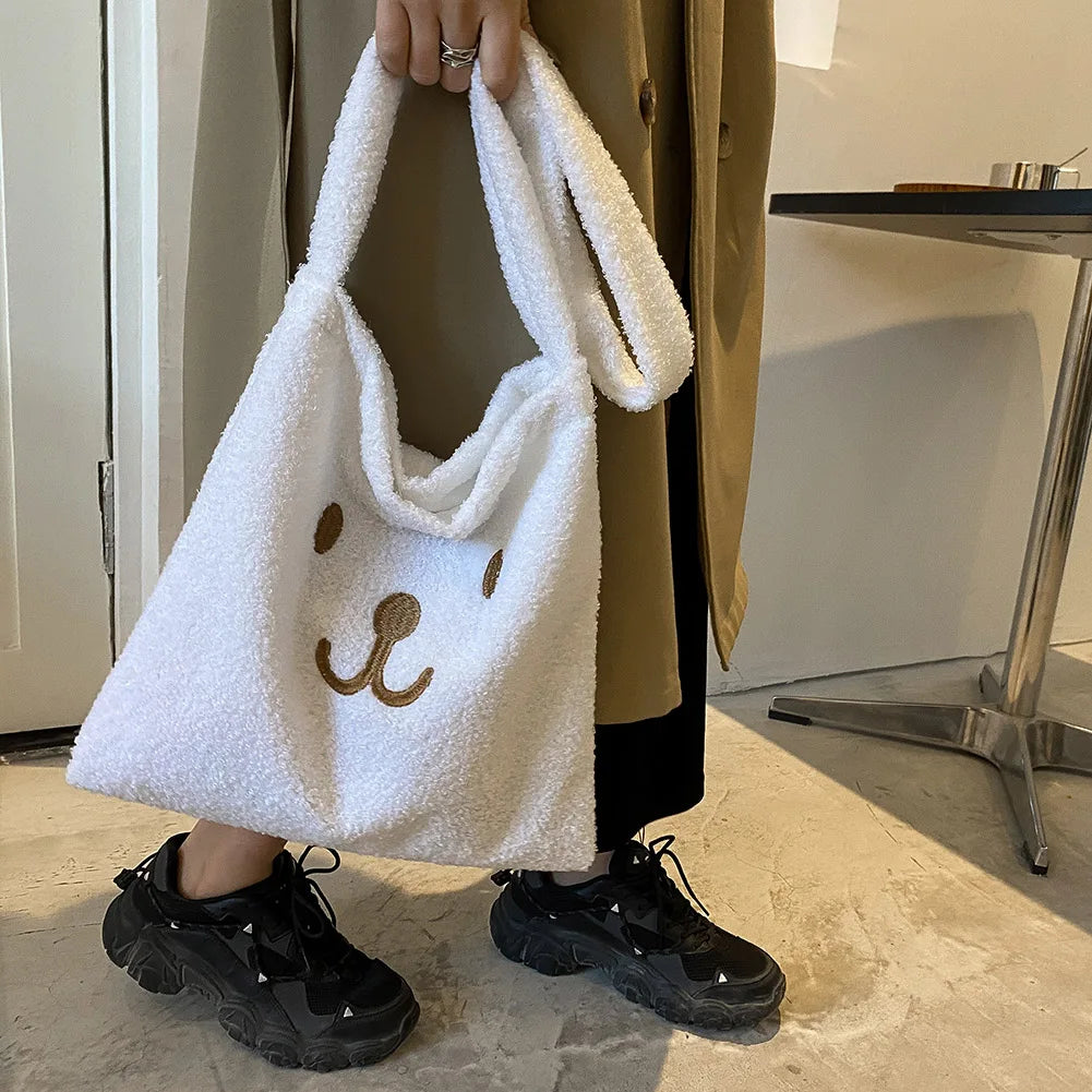 Bear Print Underarm Bag Women Love Heart Shoulder Bag