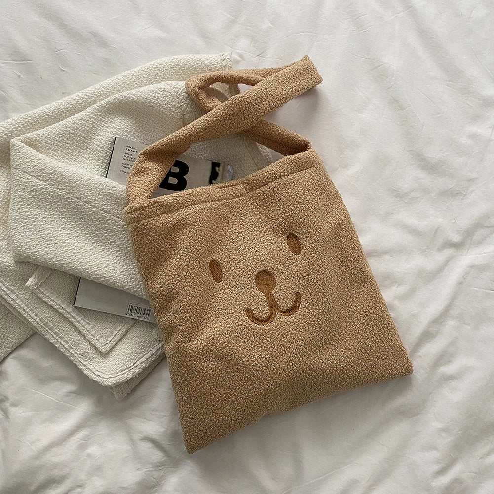 Bear Print Underarm Bag Women Love Heart Shoulder Bag