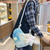 Plush Shoulder Bag Lightweight Women Ladies Handlbags Soft Small Casual Zipper