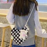 Plush Shoulder Bag Lightweight Women Ladies Handbags Soft Small Casual Zipper