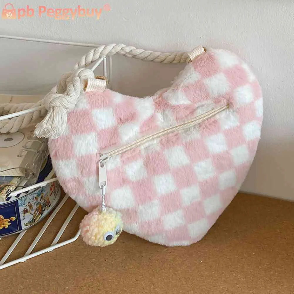 Plush Shoulder Bag Lightweight Women Ladies Handlbags Soft Small Casual Zipper