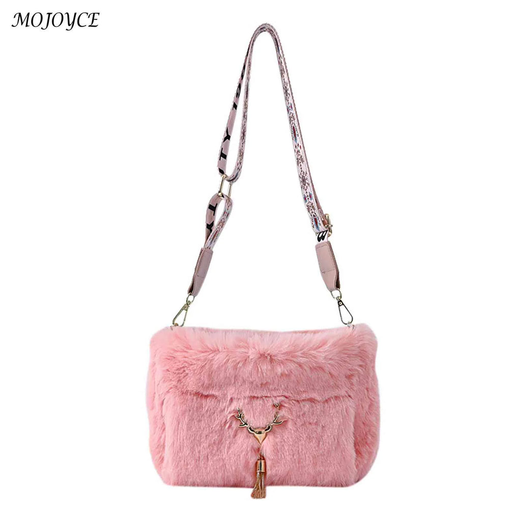 Plush Shoulder Bag Soft Warm Furry Dating Shopping Messenger Bag for Women Girl