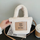 Vintage Warm Plush Shoulder Handbag Women Crossbody Bucket Bag