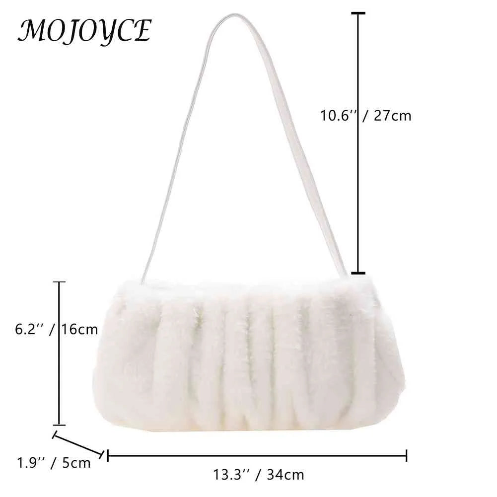 Plush Women Hand Bags Pleated Autumn Winter Female Tote Soft Cloud Casual