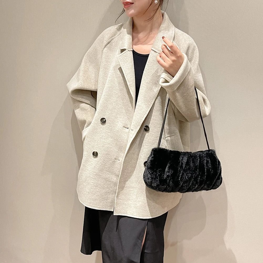 Warm Pleated Women Handbag Autumn Winter Shoulder Bag Casual Cloud Handbags