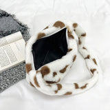 Fluffy Women Handbags Love Heart Print Soft Portable