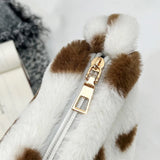 Fluffy Women Handbags Love Heart Print Soft Portable