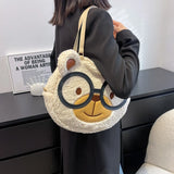 Winter Cartoon Shoulder Bag Funny Anime Bear Handbag Round Crossbody Bags