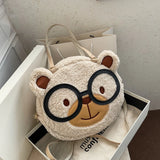 Winter Cartoon Shoulder Bag Funny Anime Bear Handbag Round Crossbody Bags