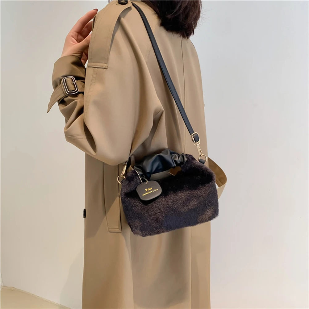Plush Women's Crossbody Bag with Cloud Fold Furry Top-handle
