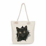 Cartoon Cat Print Eco Reusable Grocery Tote Bag