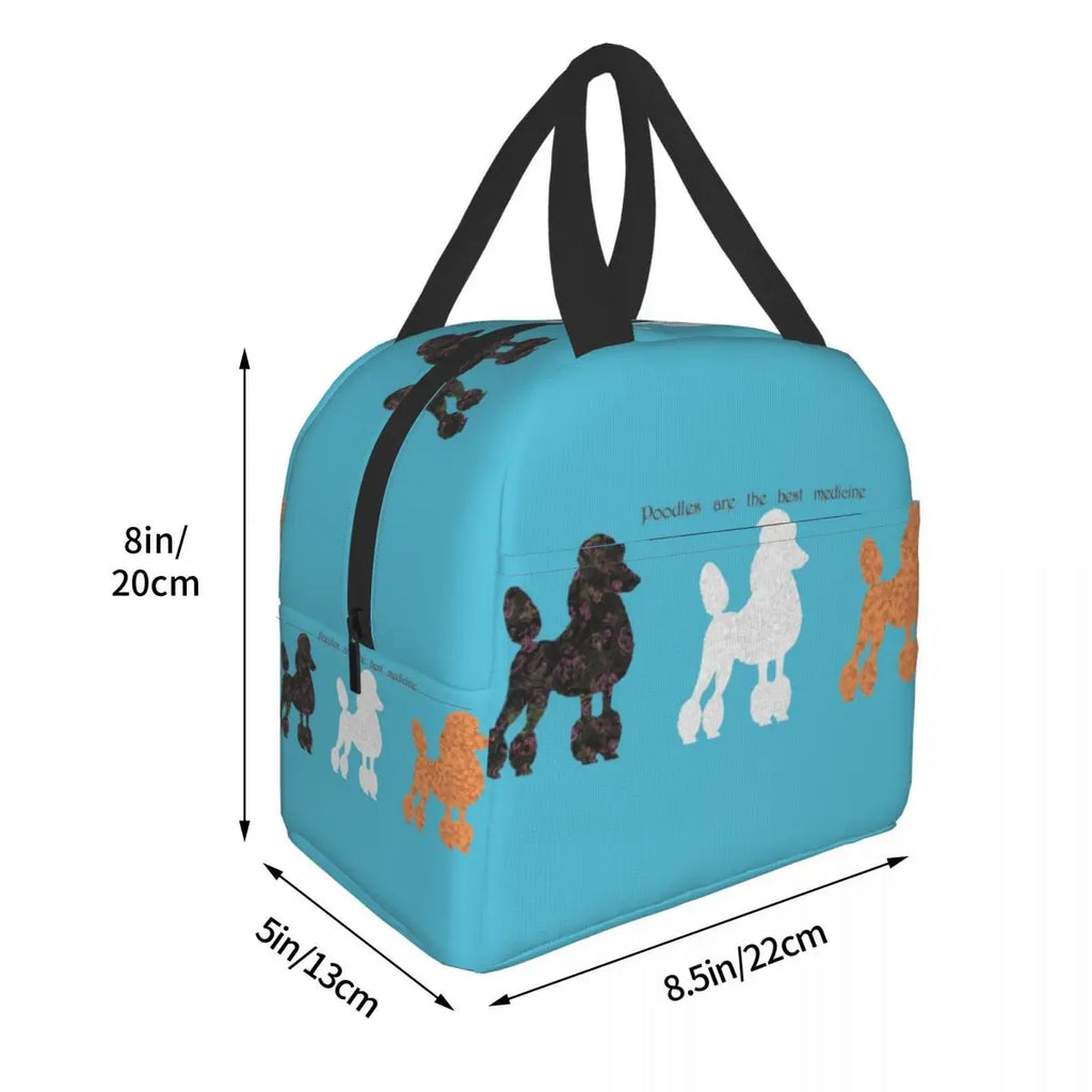 Cartoon Poodle Dog Insulated Lunch Bag for Women