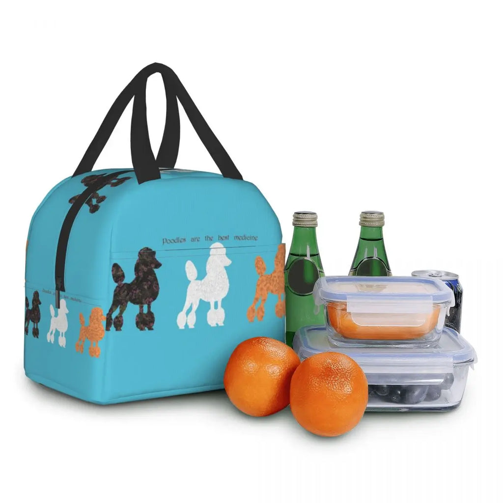 Cartoon Poodle Dog Insulated Lunch Bag for Women