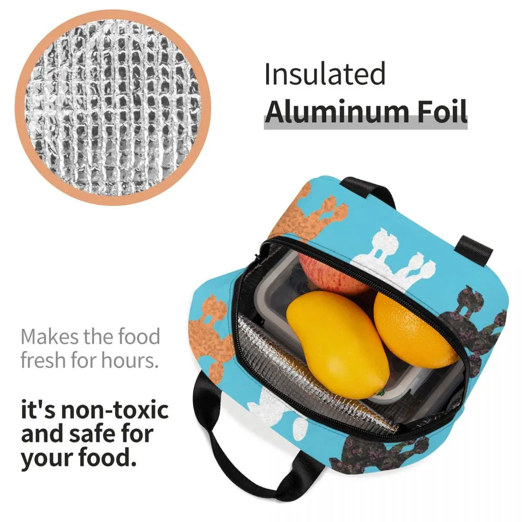 Cartoon Poodle Dog Insulated Lunch Bag for Women