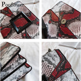 Pooflower Serpentine Snake Chains Mini Purse Bags Shoulder Bag for Women