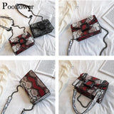 Pooflower Serpentine Snake Chains Mini Purse Bags Shoulder Bag for Women