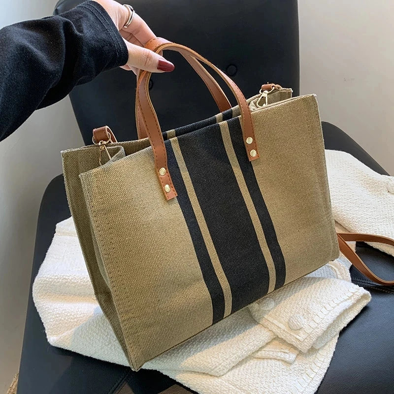Large Women Canvas Handbag Travel Tote Shopper Shoulder Bag