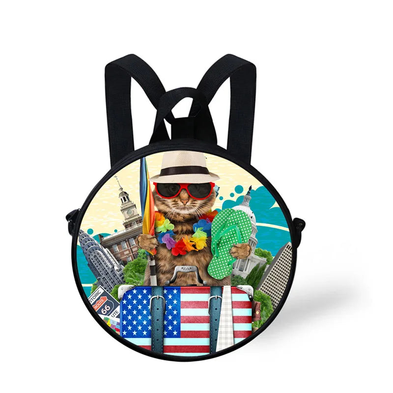 Kids Multicolor Round Kindergarten Backpack with Adjustable Shoulder Strap