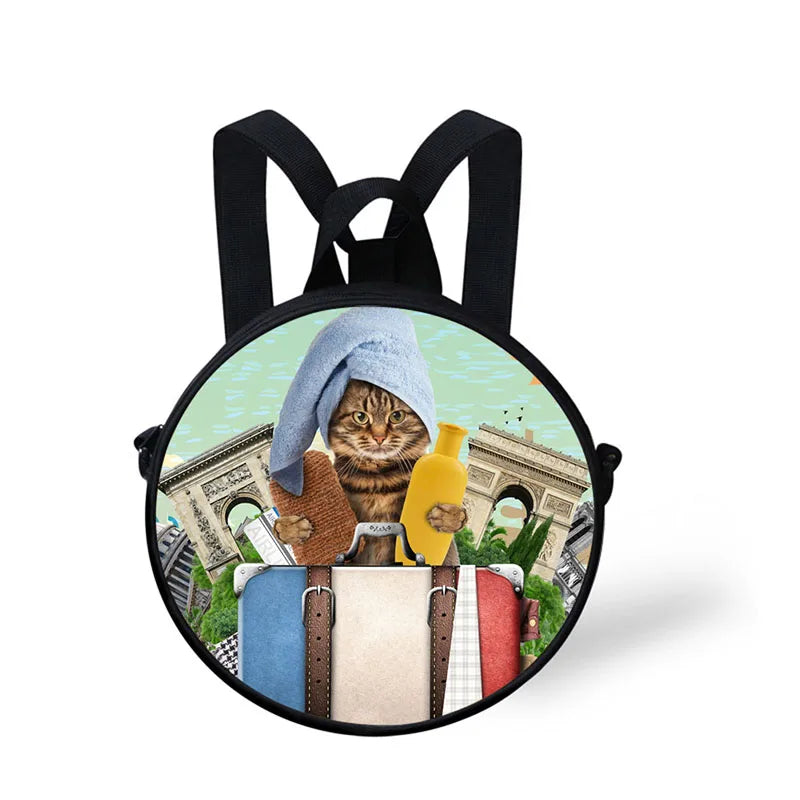 Kids Multicolor Round Kindergarten Backpack with Adjustable Shoulder Strap