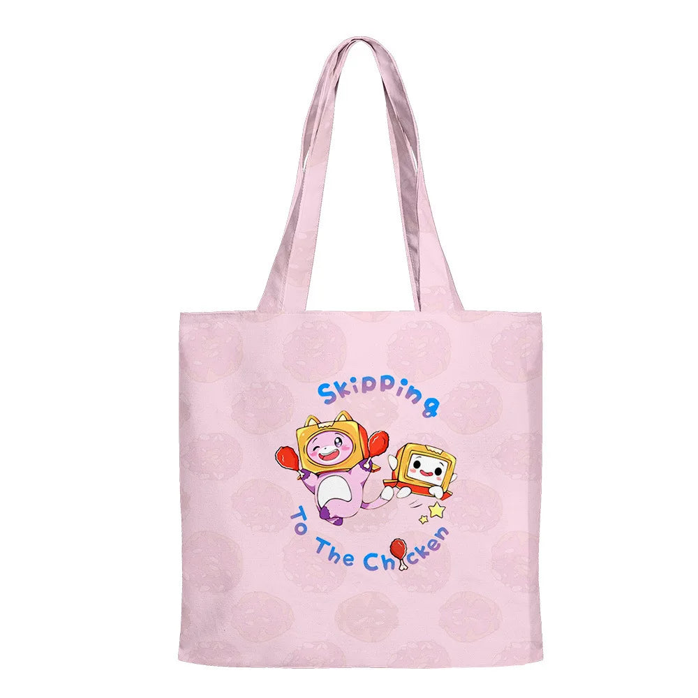 Funny Box Cartoon Handbags Canvas Tote Bag 3D Print Shopping Reusable