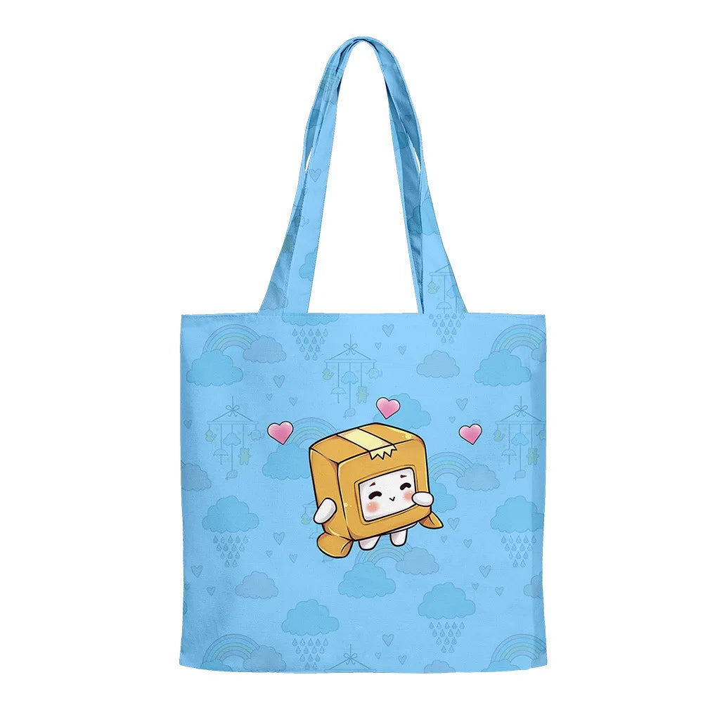 Funny Box Cartoon Handbags Canvas Tote Bag 3D Print Shopping Reusable