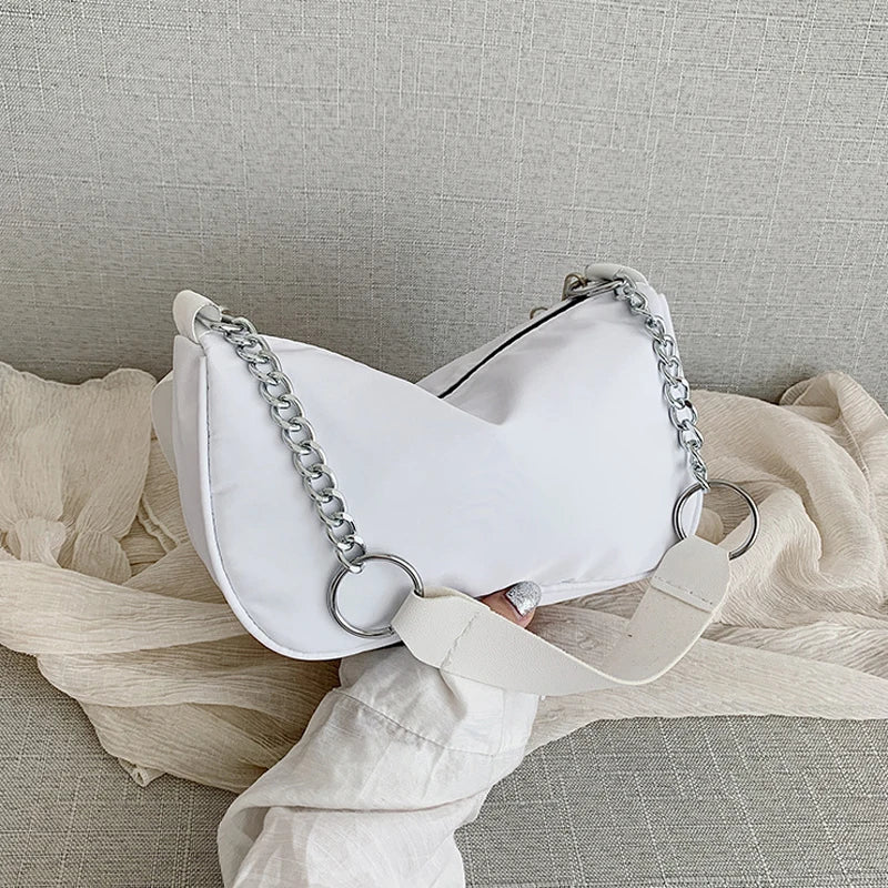 Oxford Crossbody Shoulder Bag with Chain Strap for Women