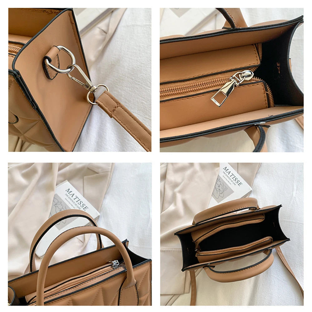 Casual Messenger Bags Texture Shoulder Bags Horizontal Square Leather Bags