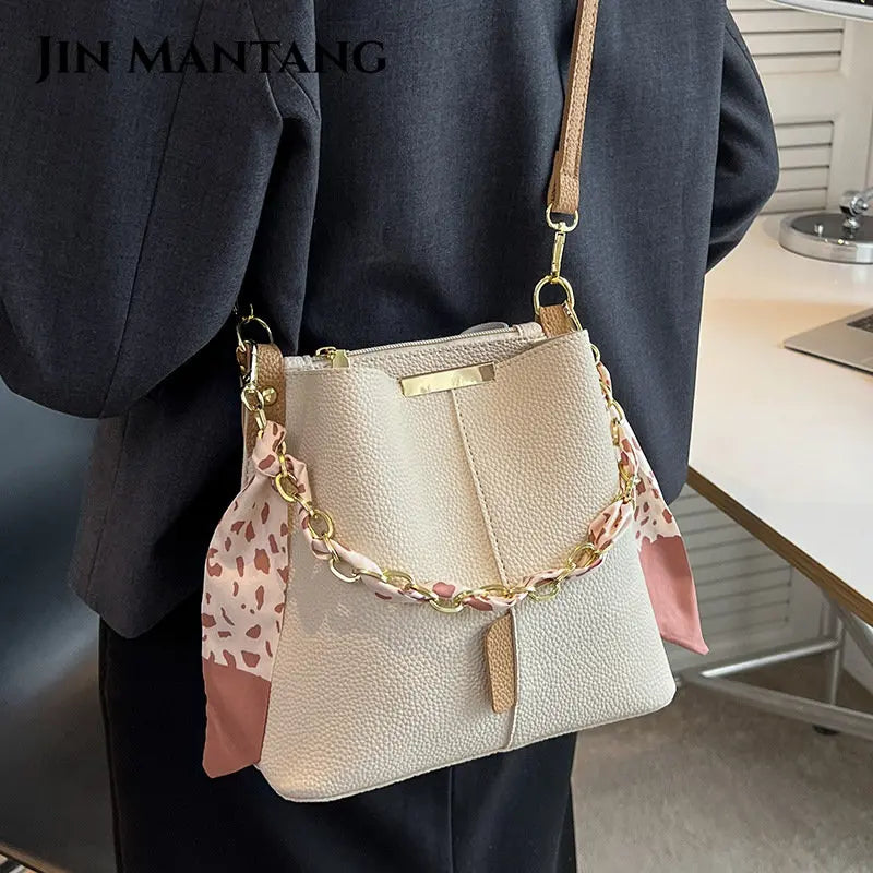 Summer Shoulder Messenger Bag Chain Bucket Bag
