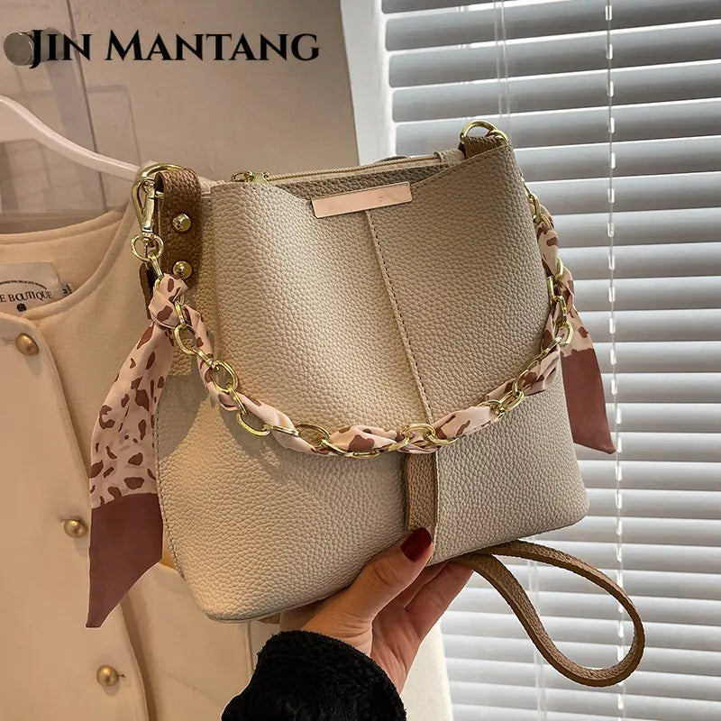 Summer Shoulder Messenger Bag Chain Bucket Bag