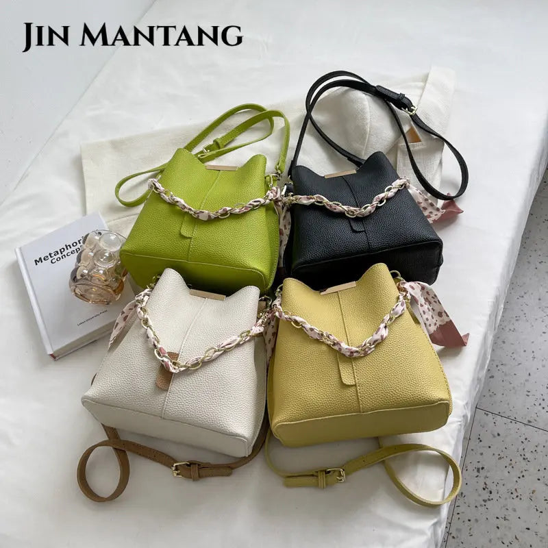 Summer Shoulder Messenger Bag Chain Bucket Bag