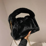 Hot Chain Plush Crossbody Bucket Bag