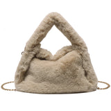 Hot Chain Plush Crossbody Bucket Bag
