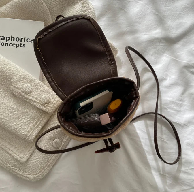 Plush Mobile Phone Bag Female Plush Messenger Bag Zero Wallet Small Square Bag