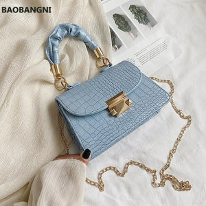 Casual PU Leather Sling Handbag Chain Shoulder Crossbody Bag