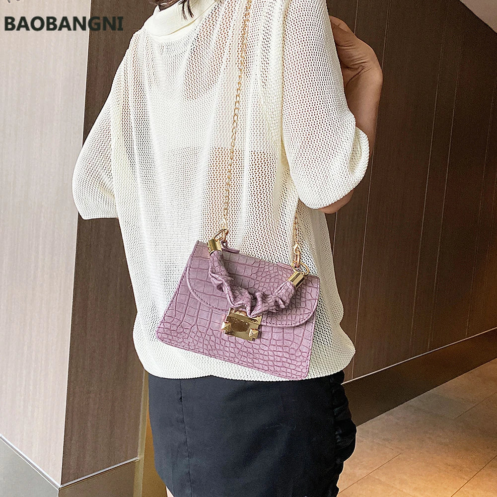 Casual PU Leather Sling Handbag Chain Shoulder Crossbody Bag