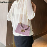 Casual PU Leather Sling Handbag Chain Shoulder Crossbody Bag