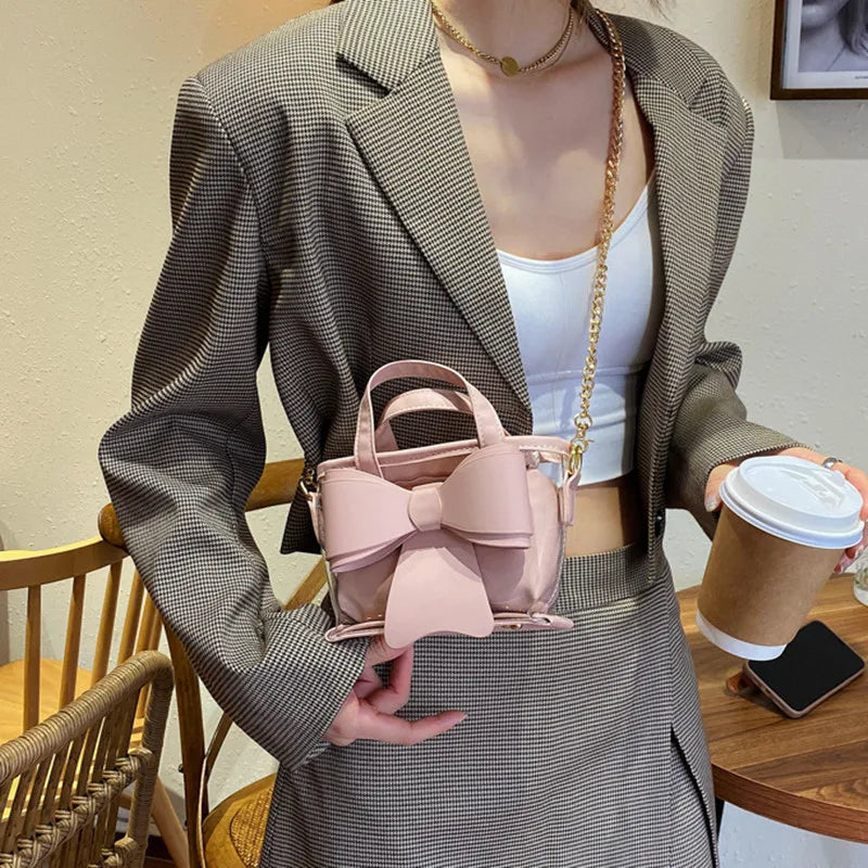 Mini Transparent Chain Messenger Bucket Bag