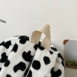 Plush Animal Print Handbag Women Shoulder Backpack
